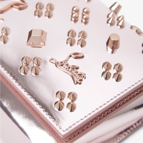 Christian Louboutin Paloma Clutch vintage Rose specchio - Picture 10 of 12